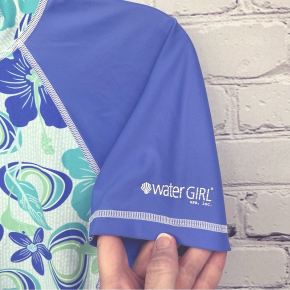 Patagonia Water Girl Short Sleeve Mock Neck Floral Hawaiian Rashguard Sz M - Picture 4 of 9